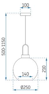 Lampă de tavan sticlă 25cm APP627-1CP