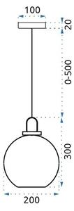 Lampă de tavan suspendată sticlă 20cm APP629-1CP