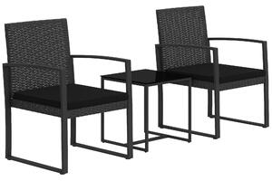 Outsunny Set de cafea din ratan PP din 3 piese cu perne, Mobilier bistro pentru exterior cu fotolii cu efect de ratan | Aosom Romania