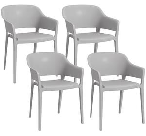 Outsunny Scaune de Grădină Gri, Set 4 Bucăți, Confortabile cu Spătar Înalt și Cotiere, Scaune Stivuibile din PP, 56x54.5x77.5 cm | Aosom Romania
