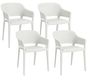 Outsunny Set din 4 Scaune de Grădină, Scaune Stivuibile de Exterior cu Spătar Înalt și Cotiere, 56x54.5x77.5 cm, Alb | Aosom Romania