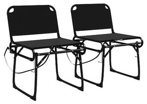 Outsunny Set de 2 Scaune Pliante Multifuncționale, Scaun de Camping, Cadru Metalic și Țesătură Oxford, 51x58x72 cm, Negru | Aosom Romania