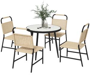 Outsunny Set de dining din 5 piese din ratan pentru terasa, Masa | Aosom Romania