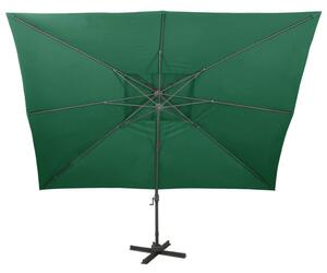 Umbrelă suspendată cu acoperiș dublu, verde, 400x300 cm