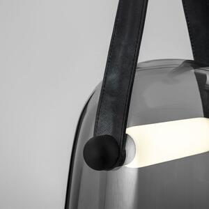 Lampă suspendată din sticlă gri cu o curea neagră APP617-1CP