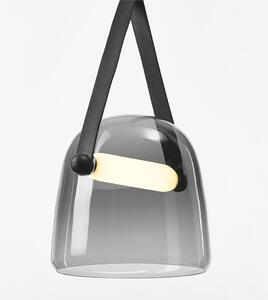 Lampă suspendată din sticlă gri cu o curea neagră APP617-1CP