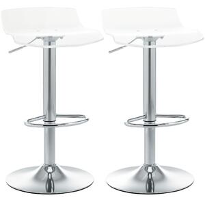 HOMCOM Scaune Bar 2 piese cu Înălțime Reglabilă, Șezut Rotativ și Suport pentru Picioare, 39x39x67-87 cm, Transparent | Aosom Romania
