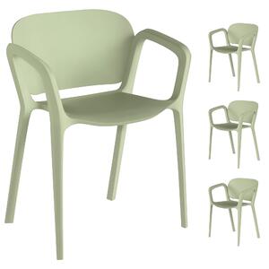 Outsunny Set de 4 Scaune Suprapozabile pentru Grădină, 60x56x75 cm, Verde | Aosom Romania