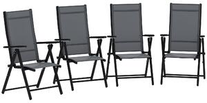 Outsunny Set de 4 Scaune Pliabile pentru Grădină cu Spătar și Șezut din Plasă, 56x69x106 cm, Gri | Aosom Romania