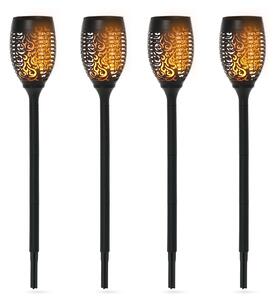 Outsunny Set 4 Lămpi LED de Exterior cu Energie Solară și Țăruși, Ø12x72 cm, Negru | Aosom Romania