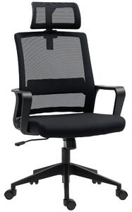 HOMCOM Scaun de Birou Ergonomic cu Tetieră, Înălțime Reglabilă și Funcție de Balansare, 60x64x102-112 cm, Negru | Aosom Romania