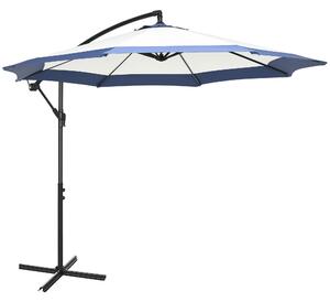 Outsunny Umbrelă de Grădină cu Bază în Cruce, Deschidere cu Manivelă și Orificiu de Ventilație, Ø295x194 cm, Albastru | Aosom Romania