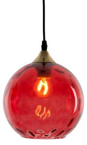 Lampă suspendată Roma cu o singură lumină, abajur din sticlă roșie
