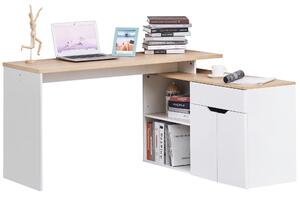 HOMCOM Birou cu Blat Extensibil pentru PC și Bibliotecă, 140x117x76 cm, Alb | Aosom Romania
