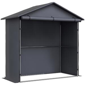 Outsunny Cort Garaj cu Intrare Rulabilă, Corzi și Țăruși, 1.1x2 m, Gri Închis | Aosom Romania