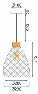 Lampă de tavan din sticlă Chihlimbar Retro Black APP897-1CP