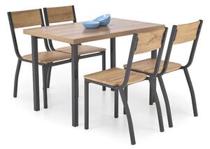Set masă și scaune Graham 4+1, lemn natural / negru