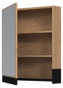 Dulap cu oglindă suspendat Stokes 60 cm, argint / stejar auriu