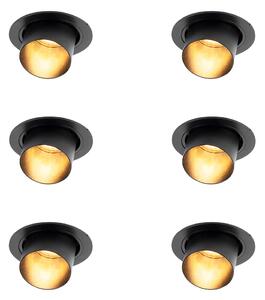 Set de 6 spoturi încastrate moderne negre rotunde înclinabile - Installa