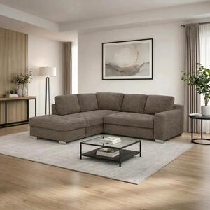 Coltar extensibil modern living ROCA, sezlong stanga, stofa maro - Rim