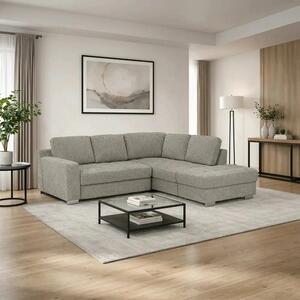Coltar extensibil modern living ROCA, sezlong dreapta, stofa gri desch