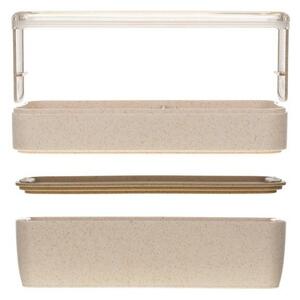 Caserola compartimentata pentru pranz, 750 ml, tacamuri incluse, 8.5x7.5x18 cm, crem