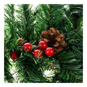 Ghirlanda decorativa pentru brad de Craciun, fructe rosii si conuri, 100x25 cm, verde