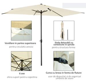 Outsunny Umbrelă de Grădină cu Acoperiș Dreptunghiular și Design Modern pentru Patio, 2.6M, Structură Rezistentă, Bej | Aosom Romania