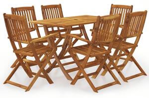 Set mobilier de grădină pliabil, 7 piese, lemn masiv acacia