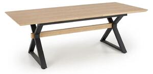 Masa extensibila HENRY, stejar/negru, furnir/metal, 180/300x100x75 cm