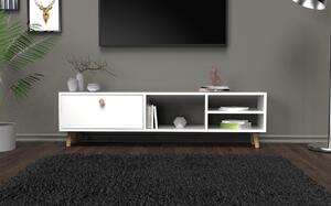 Comoda TV, Quasar & Co.®, mobilier living, 150 x 29.5 x 40.6 cm, MDF, alb