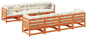 Set canapea de grădină, 9 piese, maro ceruit, lemn masiv de pin