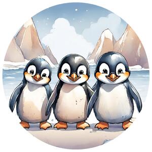 PIPPER. Autocolant circular de perete „Pinguinii” mărimea: 60cm