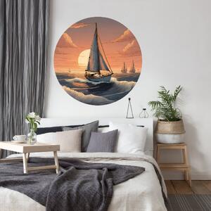 PIPPER. Autocolant circular de perete „Barcă cu vele” mărimea: 60cm