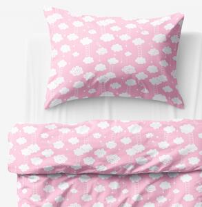 Goldea lenjerie de pat pentru copii din 100% bumbac - nori pe roz deschis 140 x 200 și 70 x 90 cm