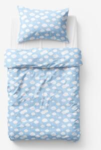 Goldea lenjerie de pat pentru copii din 100% bumbac - nori pe albastru deschis 140 x 200 și 70 x 90 cm
