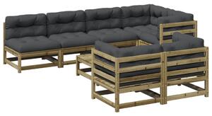 Set canapea de grădină cu perne, 8 piese, lemn de pin tratat