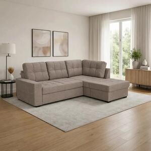 Coltar extensibil pentru living HERA, sezlong dreapta, stofa maro desc