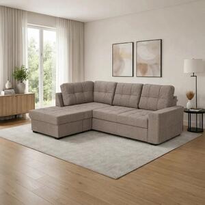 Coltar extensibil pentru living HERA, sezlong stanga, stofa maro desch