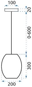 Lampă suspendată din sticlă cromată APP564-1CP