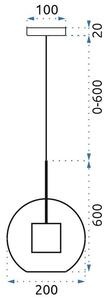 Lampă suspendată din sticlă loft neagra APP557-1CP 20cm