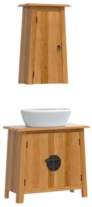 Set mobilier de baie, 2 piese, lemn masiv de pin