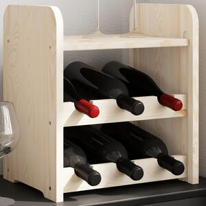 Suport pentru vin cu raft superior, 33x25x37 cm, lemn masiv pin