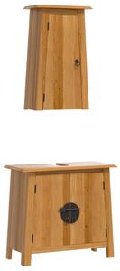 Set mobilier de baie, 2 piese, lemn masiv de pin