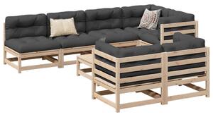 Set canapea de grădină cu perne, 8 piese, lemn masiv de pin