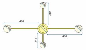 LAMPA DE PLAFON MODERNA GOLD 4-ARM LED APP520-4C