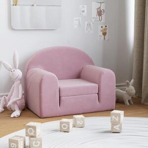 Canapea extensibilă pentru copii, roz, pluș moale