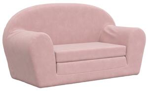 Canapea extensibilă pentru copii cu 2 locuri, roz, pluș moale