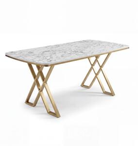 Masa dining X,Detalii Aurii Gold, Bucatarie, Cafenea, Restaurant, 85 x 160 cm -Desire Furniture