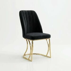 Scaun Lux Malaga, pentru sufragerie, bucătărie, tapițat cu material textil, picioare din metal auriu, Ho Re Ca
